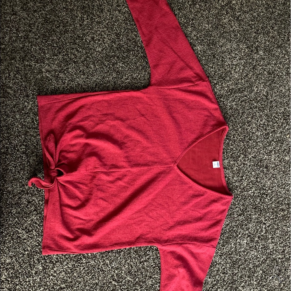 Red tee with mid length sleeves